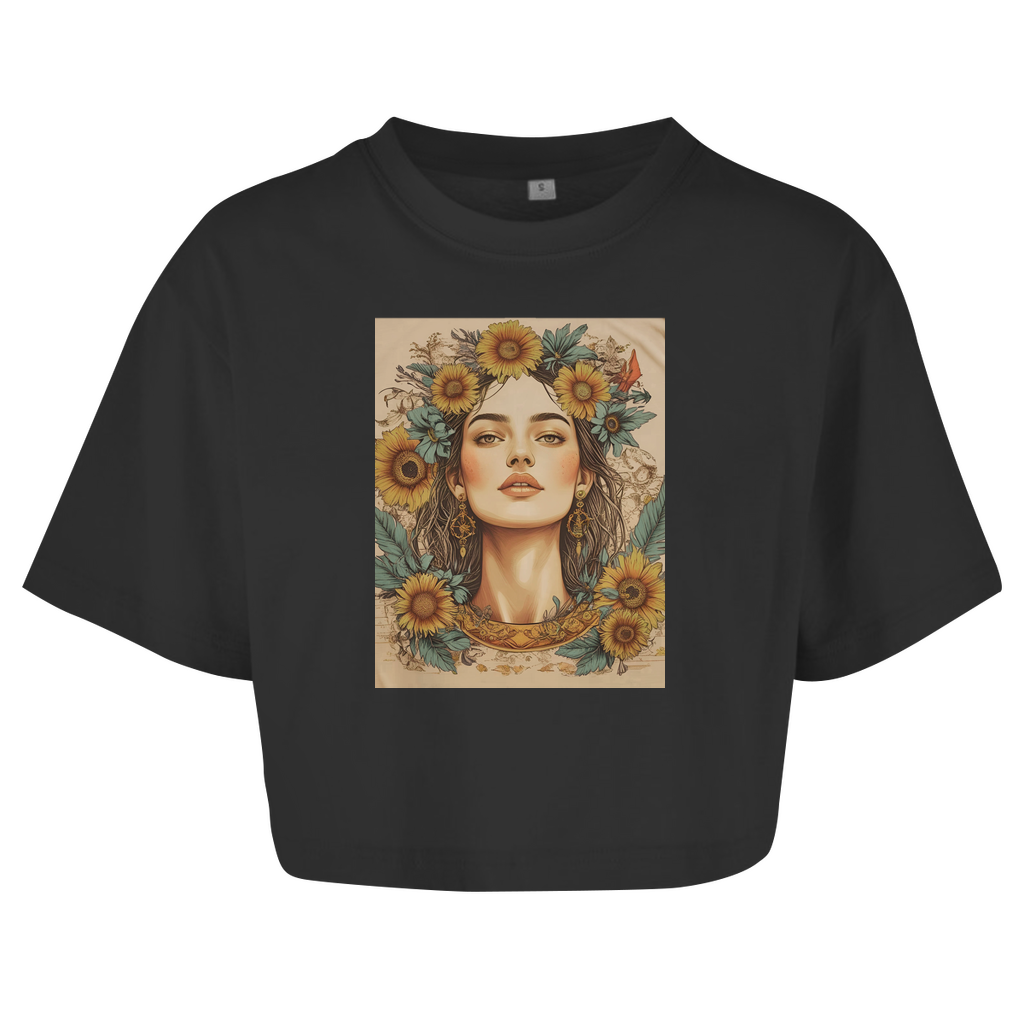 Femme Oversize Crop Top Faded Flowergirl